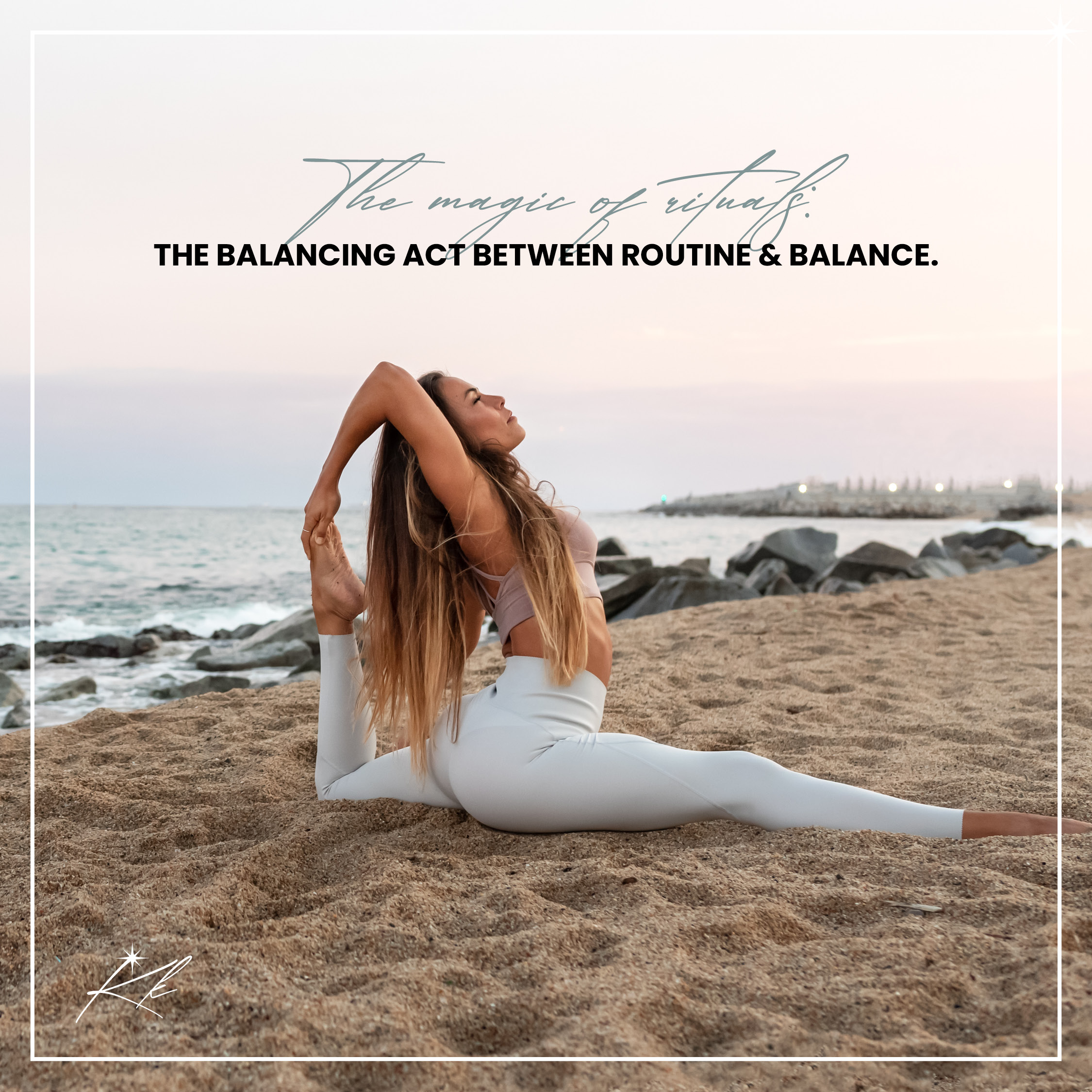 Women doing a balancing act on the beach